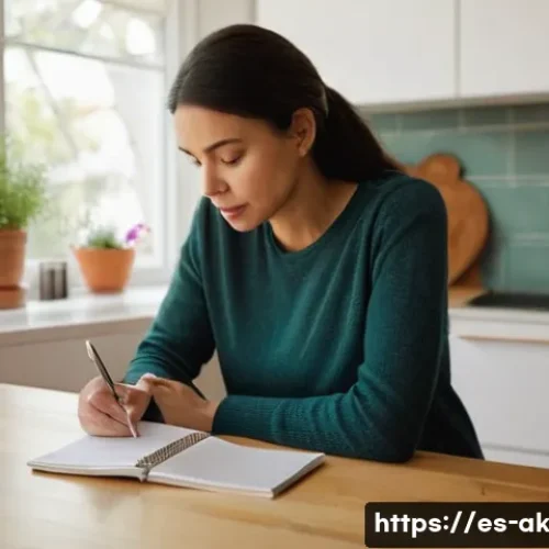 Home 27 정신적 재정 관리의 중요성 - **Prompt:** A woman in her late 30s, with a warm, thoughtful expression, sits at a light-colored woo...
