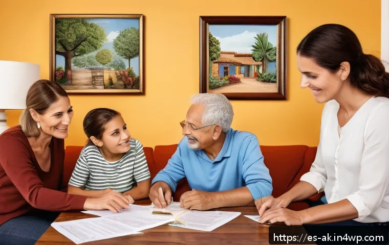 상속 계획의 기초와 중요성 - A warm and inviting Spanish family living room setting where multiple generations are gathered aroun...